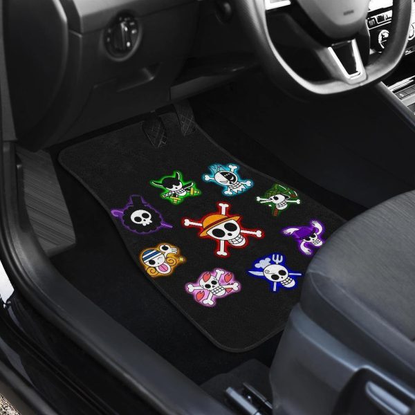 one piece symbols logo art in black theme car floor mats y380j