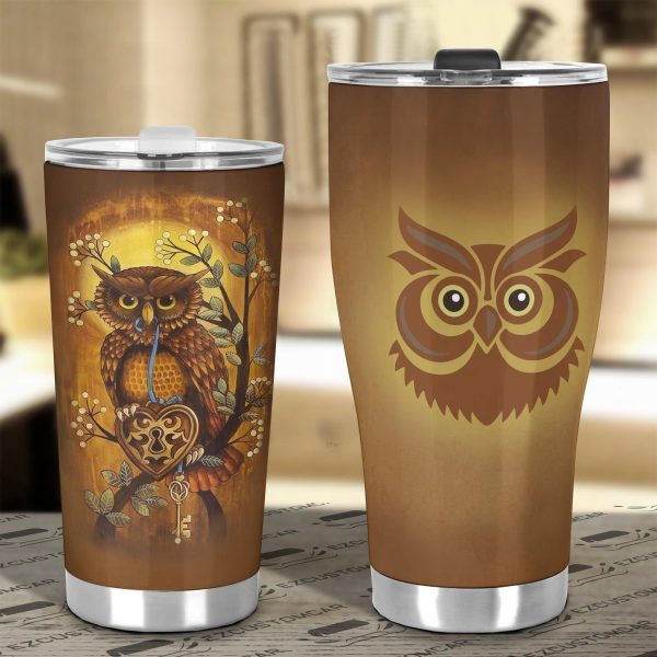 owl with key car tumbler cup custom owl car accessories mqkgh