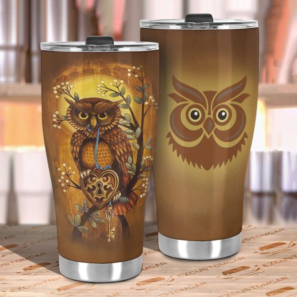 owl with key car tumbler cup custom owl car accessories yhiga