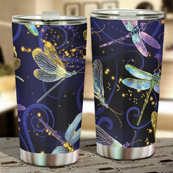 Blue Dragonfly Car Tumbler Cup Custom Dragonfly Car Accessories