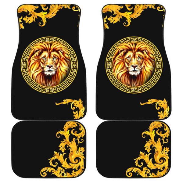 White x Black Lion Car Floor Mats Custom Lion Car Accessories