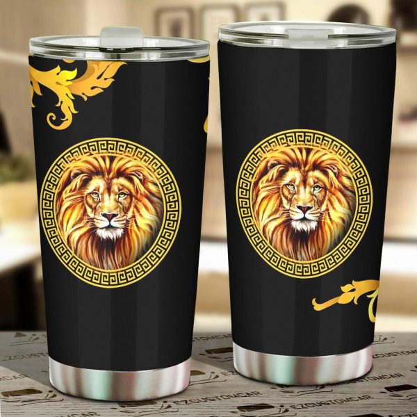 White x Black Lion Car Tumbler Cup Custom Lion Car Accessories