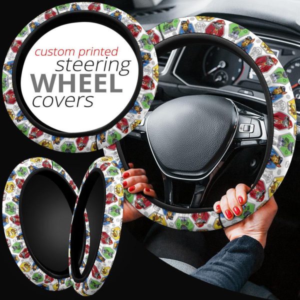 paw patrol pattern anime steering wheel cover kxtar