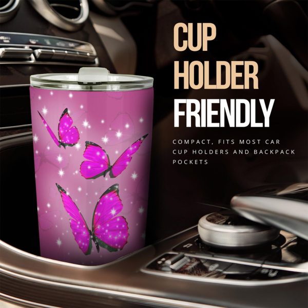 pink butterfly car tumbler cup custom butterfly car accessories obthe