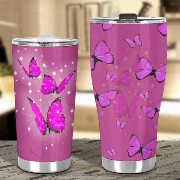 pink butterfly car tumbler cup custom butterfly car accessories uchhw