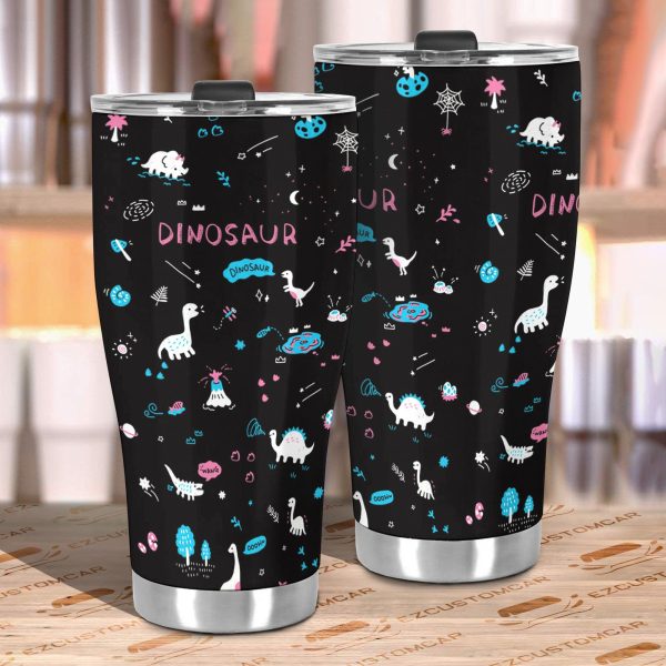 pink dinosaurs car tumbler cup car accessories zv0ue