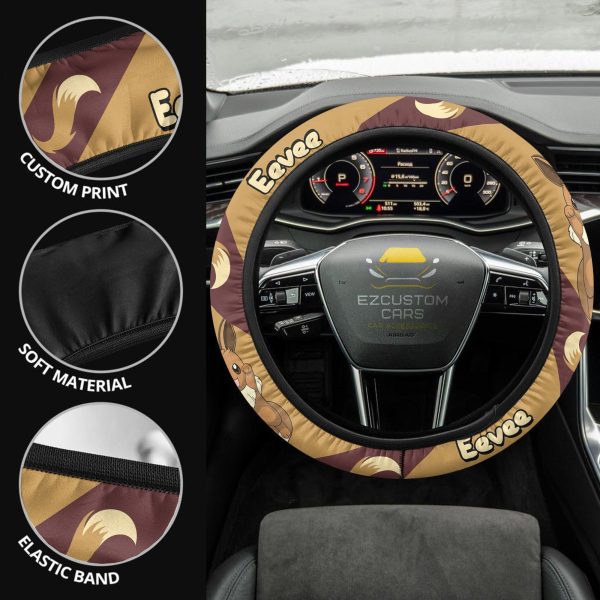 pokemon anime steering wheel cover eevee qchgo
