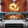 Pokemon Car Windshield Sun Shade Flareon on Fire
