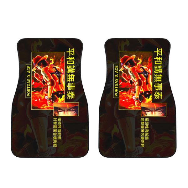 Portgas D. Ace Car Floor Mats One Piece Anime Decor For Cars Car Accessories