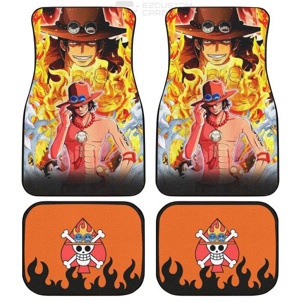 Portgas D. Ace Car Floor Mats One Piece Anime Decor For Cars Car Accessories