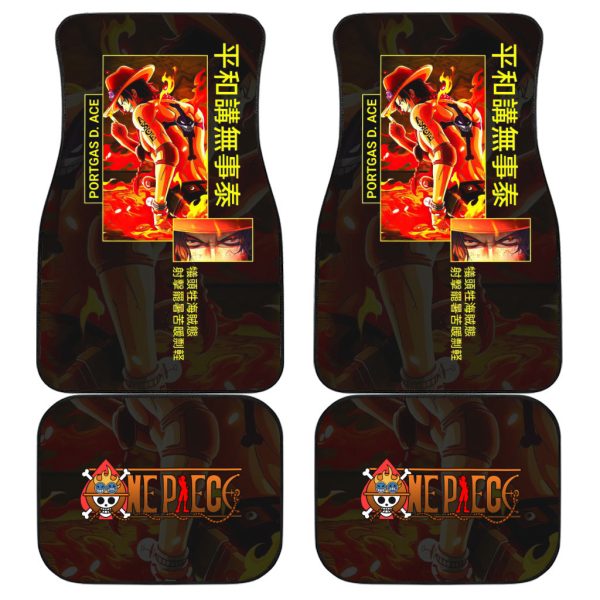 Portgas D. Ace Car Floor Mats One Piece Anime Decor For Cars