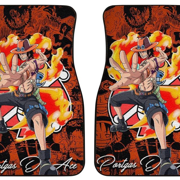 portgas d ace car floor mats one piece anime decor for cars wz10t