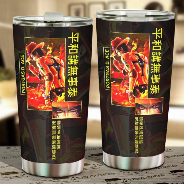 Car Tumbler Cup Portgas D. Ace Custom One Piece Anime Car Accessories