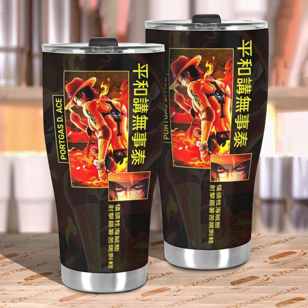 portgas d ace car tumbler cup custom one piece anime car accessories urakg