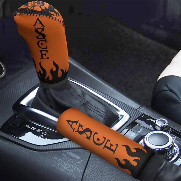 Portgas D.Ace Pattern Shift Knobs Car Covers Set Custom One Piece Anime Car Accessories