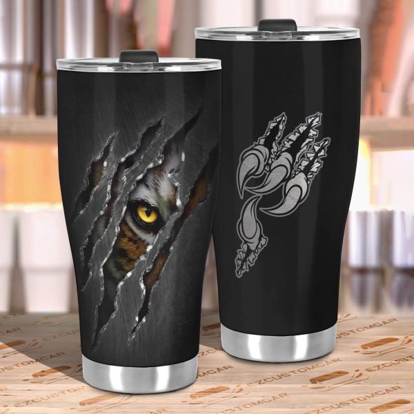 predatory tiger car tumbler cup custom tiger car accessories ttjte
