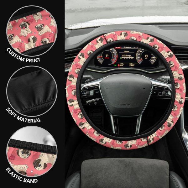 pug in pink anime steering wheel cover i1fae