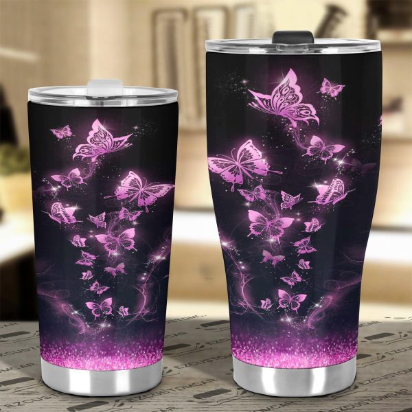 purple butterfly car tumbler cup custom butterfly car accessories 3vhbs