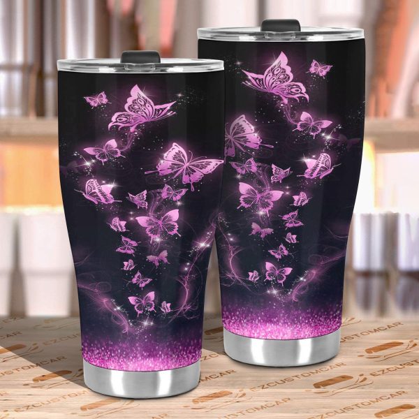 purple butterfly car tumbler cup custom butterfly car accessories gefwl