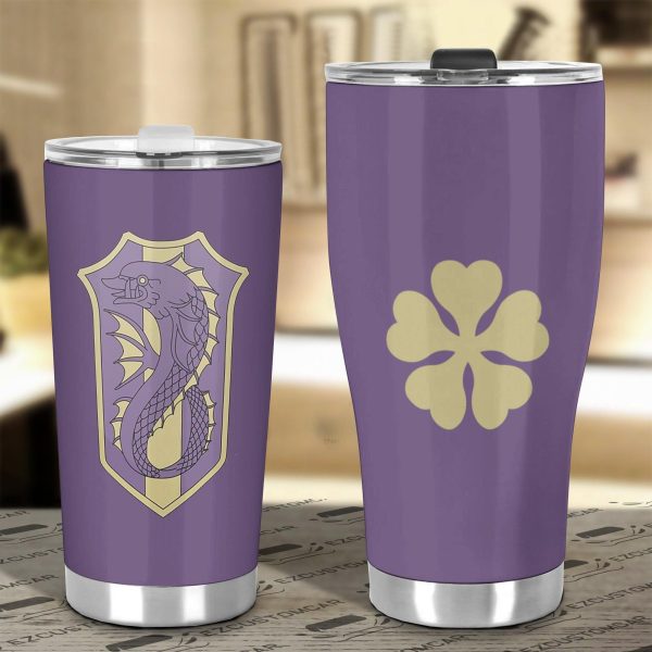 purple orca stainless steel tumbler black clover anime car accessories n0sc4