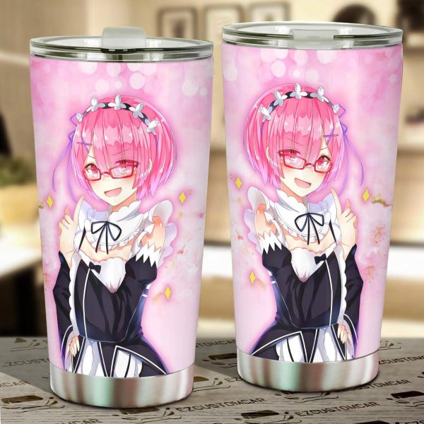 Rem and Ram Car Tumbler Cup Custom Anime ReZero Car Accessories