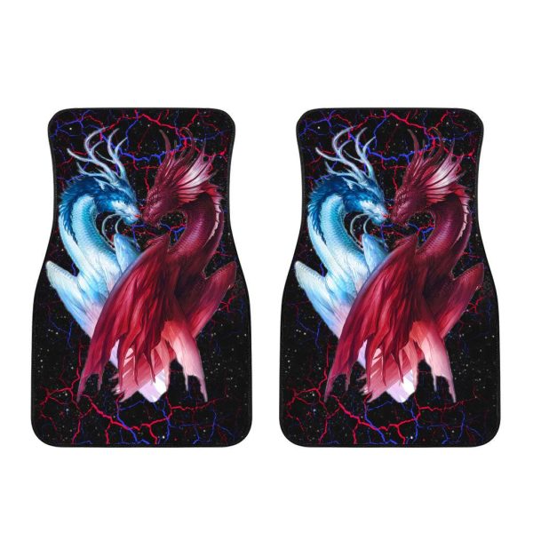 Red x Blue Dragon Car Floor Mats Custom Dragon Car Accessories