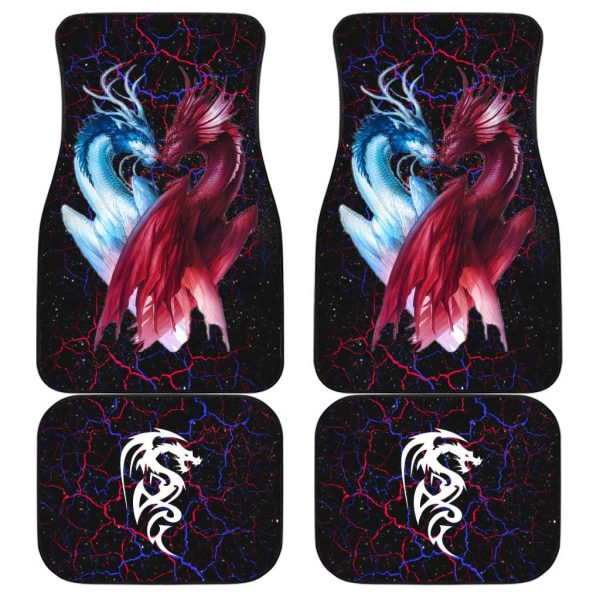 Red x Blue Dragon Car Floor Mats Custom Dragon Car Accessories