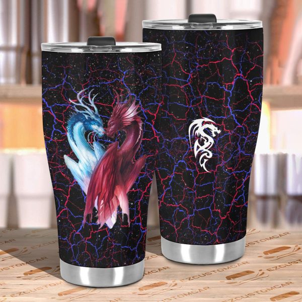 red x blue dragon car tumbler cup custom dragon car accessories cndkg