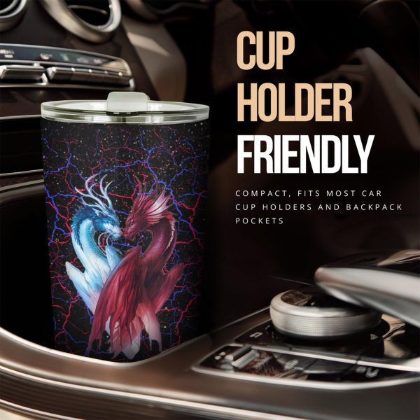 Red x Blue Dragon Car Tumbler Cup Custom Dragon Car Accessories