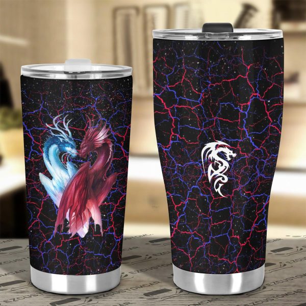 red x blue dragon car tumbler cup custom dragon car accessories nkioh