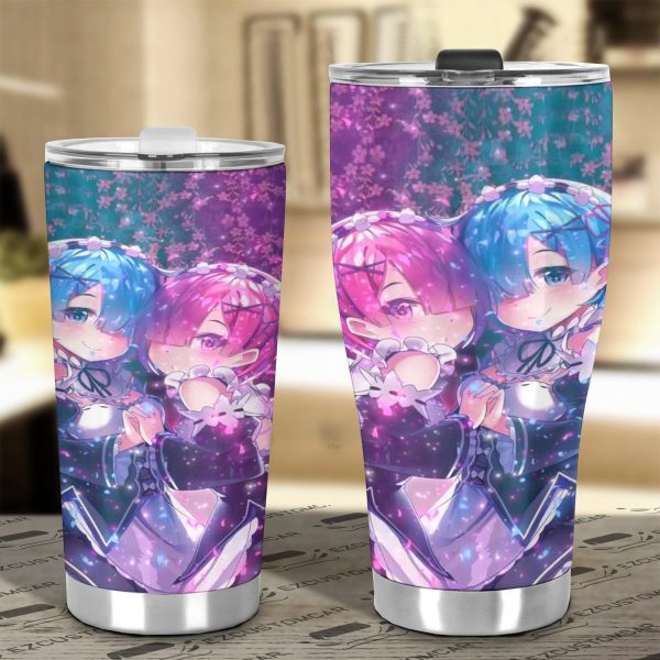 rem and ram car tumbler cup custom anime rezero car accessories h3xpy