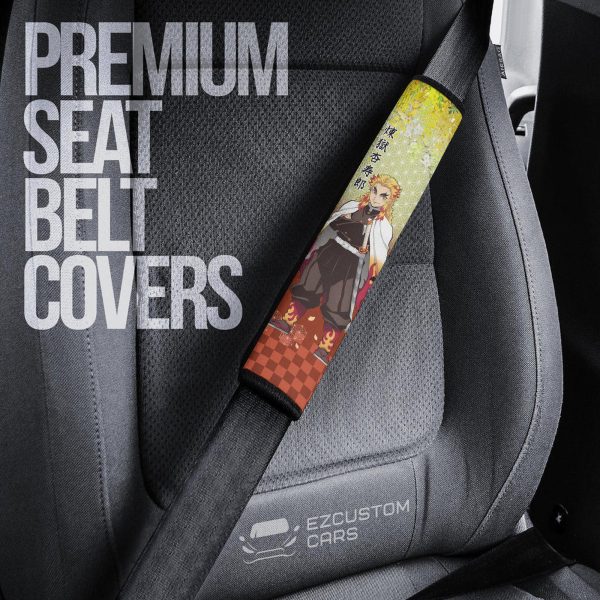 Rengoku Demon Slayers Seat Belt Covers Custom Anime Car Accessories