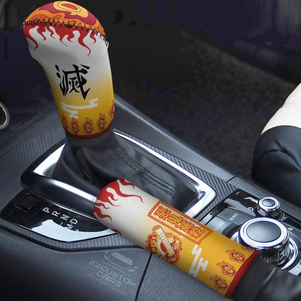 Rengoku Demon Slayer Shift Knobs Car Covers Set Custom Anime Car Accessories