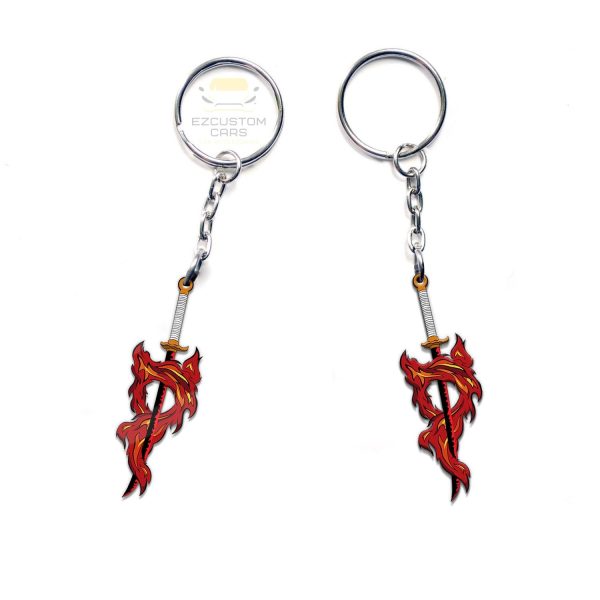 rengoku sword keychains custom anime demon slayer car accessories njd98