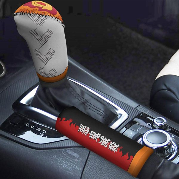 Rengoku Symbols Custom Shift Knobs Car Covers Set Demon Slayer Car Accessories