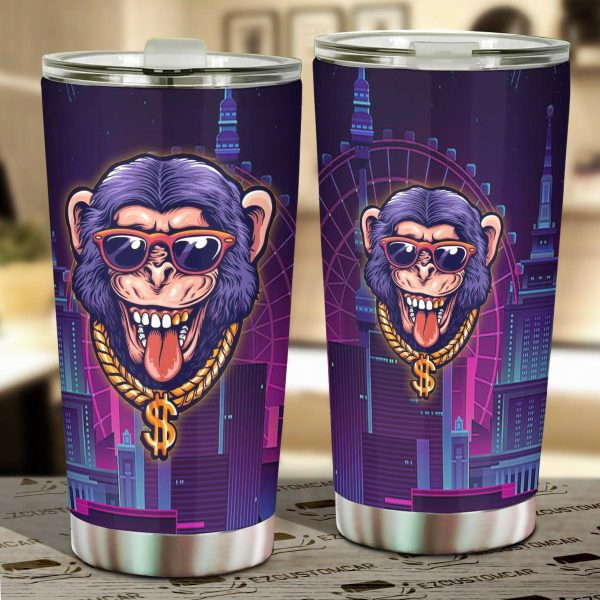 Headphone Monkey Car Tumbler Cup Custom Animal Car Accessories