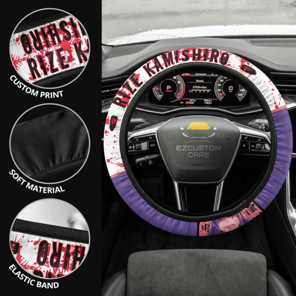 rize kamishiro anime steering wheel cover custom tokyo ghoul anime car accessories ovbah