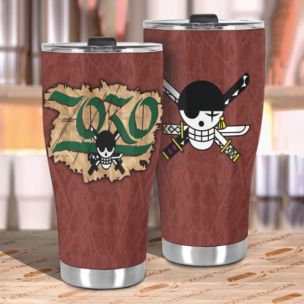 roronoa zoro car tumblers cup custom one piece zoro flag car accessories 1pewo