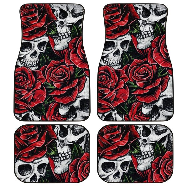 Gothic Rose Skull Car Floor Mats