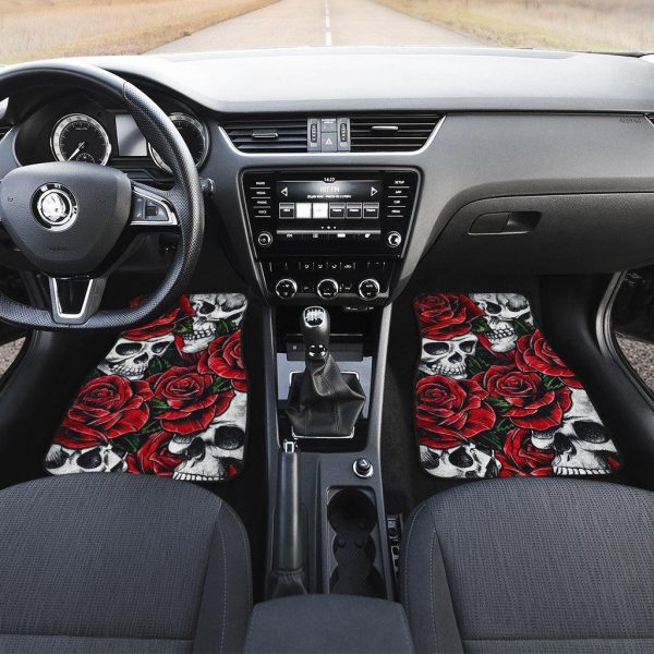 rose and skull custom car floor mats xyebn