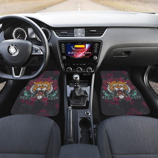 rose x tiger car floor mats custom tiger car accessories mi0jb