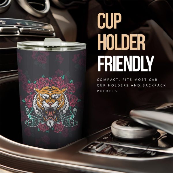 rose x tiger car tumbler cup custom tiger car accessories 98dzp
