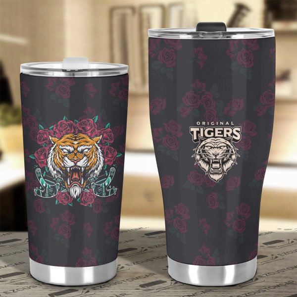 rose x tiger car tumbler cup custom tiger car accessories dbhbh