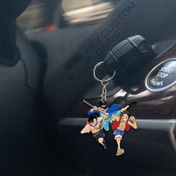sabo x luffy x ace keychains custom one piece anime car accessories 0rrpc