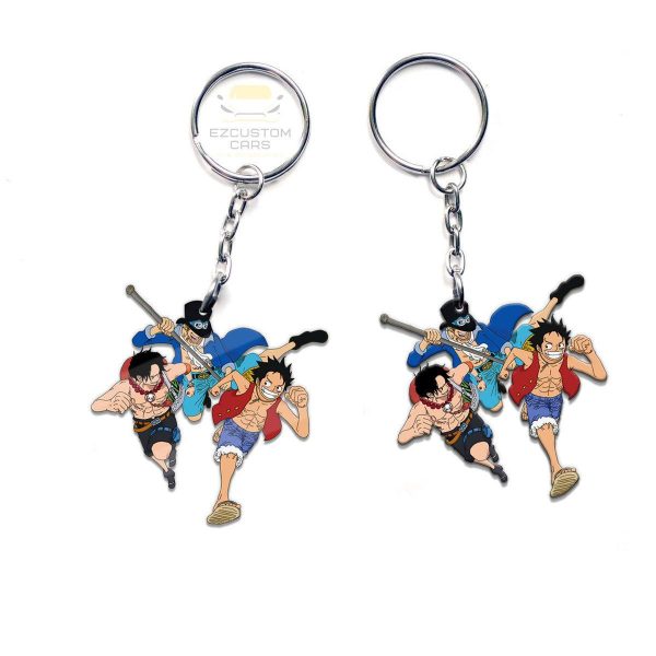 sabo x luffy x ace keychains custom one piece anime car accessories lfonp