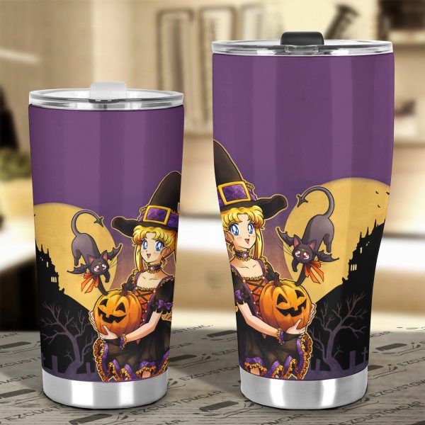 sailor moon halloween car accessories anime car tumblers cup sailor moon and pumpkin vz94o