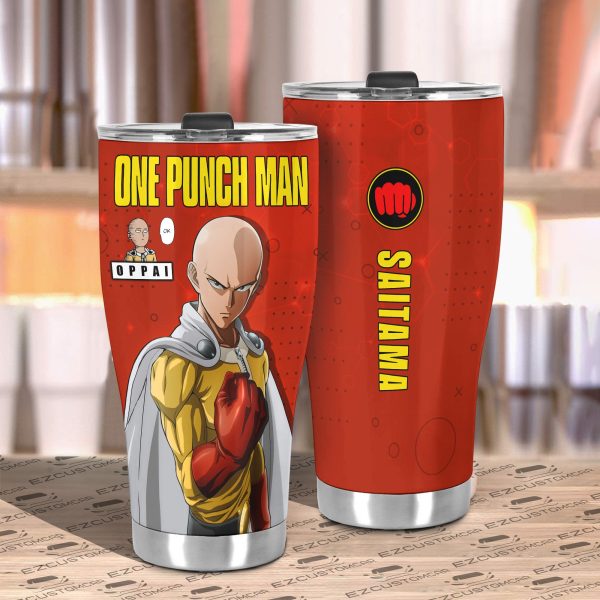 saitama travel mug gift idea for one punch man fans svzon