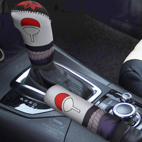 Sasuke Akatsuki Shift Knobs Car Covers Set Custom Naruto Shippuden Anime Car Accessories