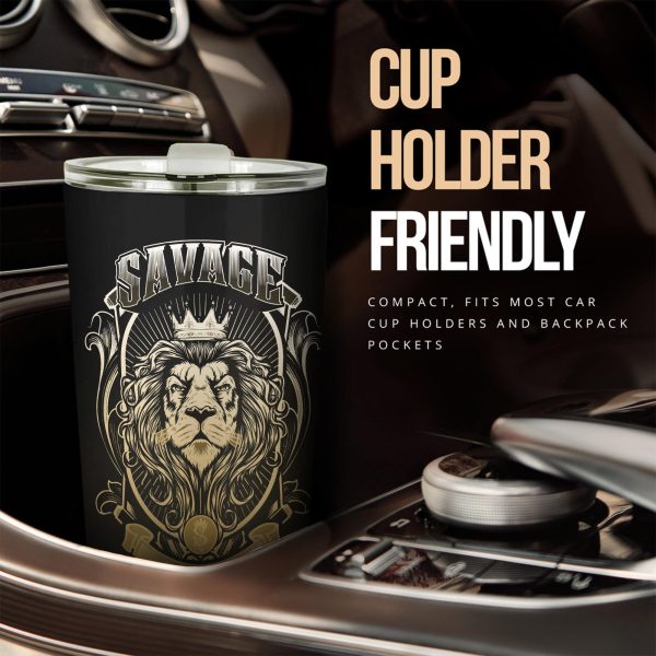 Savage Lion Car Tumbler Cup Custom Lion Car Accessories