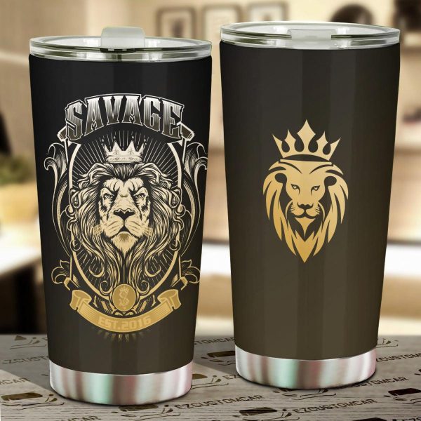 Savage Lion Car Tumbler Cup Custom Lion Car Accessories